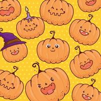 pattern background of cute pumpkins for halloween vector