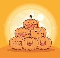 Halloween pumpkins in a pile vector