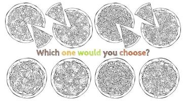 Set of different kinds of vector pizzas. Sketch.