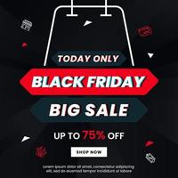 Simple and modern black friday banner design with bag vector