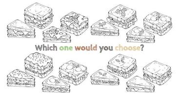 Set of different kinds of vector sandwiches