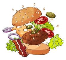 Sprawling burger design vector