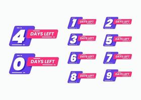 Set of number days left for promotional banner vector