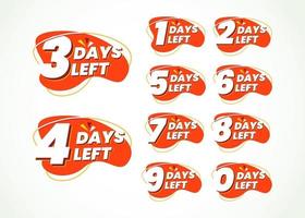 Set of number days left for promotional banner vector