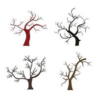 Set Of Dry Trees On White Background vector