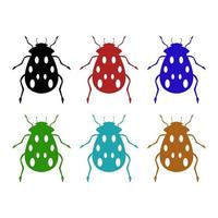 Set Of Ladybug On White Background vector