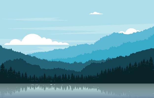 Calm Mountain Forest Landscape Illustration
