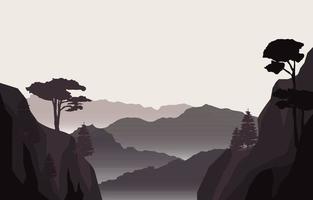 ilustración de paisaje de bosque de montaña tranquila vector