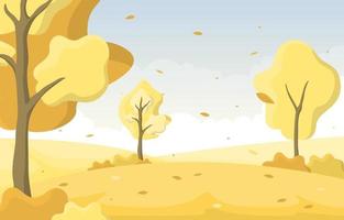 Golden Autumn Park Scene with Trees vector