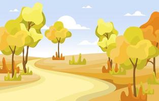 Golden Autumn Park Scene with Trees vector