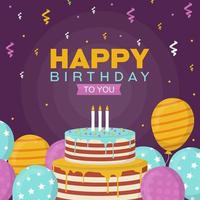 tarjeta de feliz cumpleaños con globos y confeti vector