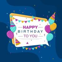 Happy Birthday Card with Party Balloons and Confetti vector