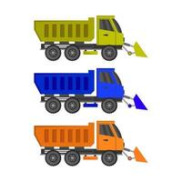 Set Of Snow Plow Trucks On White Background vector