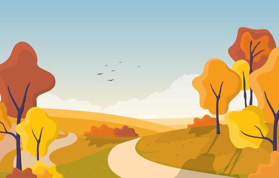 Autumn Park Scene with Trees and Path vector