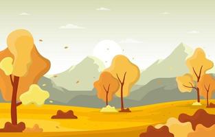Autumn Park Scene with Trees and Mountains vector