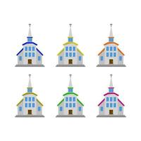 Church Set On White Background vector