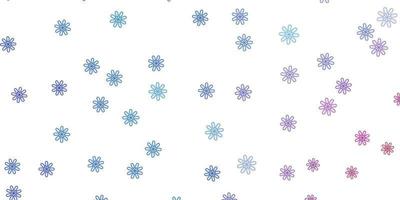 Light Blue, Red vector doodle pattern with flowers.