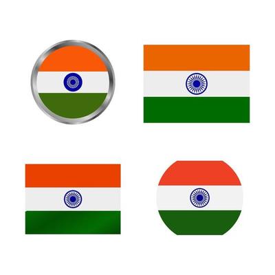 India Flag Set On White Background