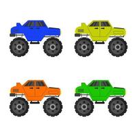 Monster Truck Set On White Background vector