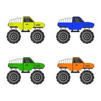 Monster Truck Set On White Background vector