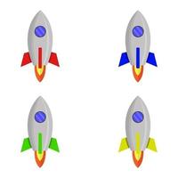 Set Of Rockets On White Background vector