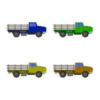 conjunto de camiones sobre fondo blanco vector