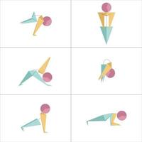 este es un conjunto de iconos de asanas. stickman haciendo yoga. vector