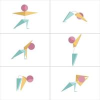 This is a set of asana icons. Stickman doing yoga. vector