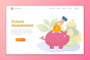 investment web banner background with piggy bank vector illustration