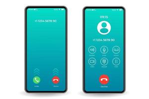 Call screen smartphone interface template vector