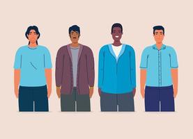 multiethnic group of men together, diversity and multiculturalism concept vector