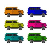 Conjunto de minivans sobre fondo blanco. vector