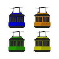 Set Of Cable Car On White Background vector