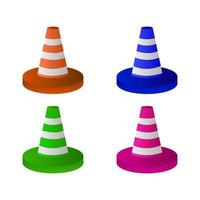 Set Of Traffic Cone On White Background vector