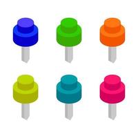 Set Of Push Pins On White Background vector