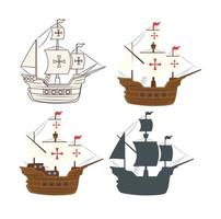 conjunto de barcos carabela vector