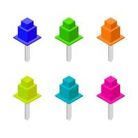 Set Of Push Pins On White Background vector