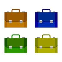 Set Of Work Suitcase On White Background vector