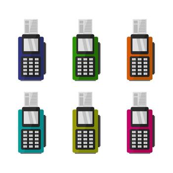 Set Of Pos Terminal On White Background vector