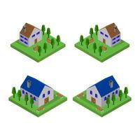 Set Of House On White Background vector