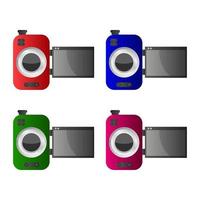 Set Of Camcorders On White Background vector