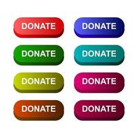 Set Of Donate Button On White Background vector