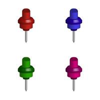 Set Of Push Pins On White Background vector