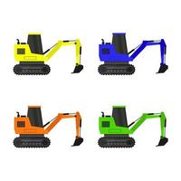 Set Of Excavator On White Background vector