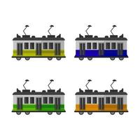 Tram Set On White Background vector