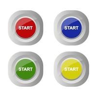 Set Of Start Button On White Background vector