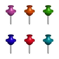 Set Of Push Pins On White Background vector