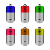 Set Of Batteries On White Background vector