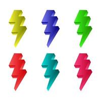 Set Of Lightning On White Background vector