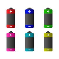 Set Of Batteries On White Background vector